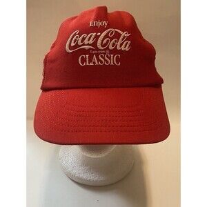 Vintage Red Enjoy Coca Cola Classic Mesh Snapback Hat Coke Cap 80s 90s USA Made